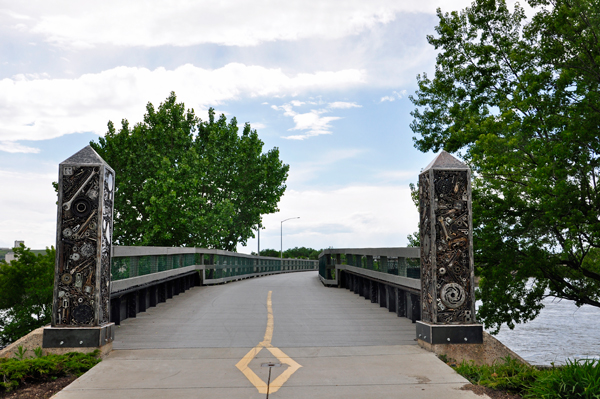 Mosaic Metal Towers on the bridge