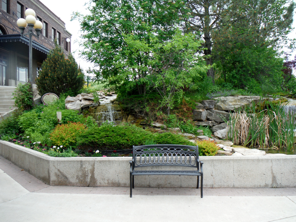 waterfall at the depot building