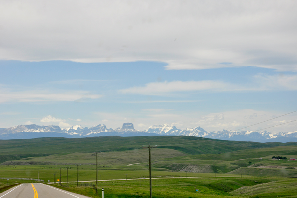 great scenery in Alberta - Mountains with a touch of snow.