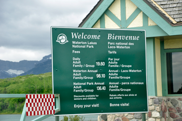 sign: Welcome to Waterton Lakes National Park