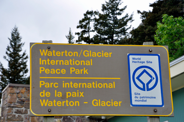sign: Waterton Glacier International Peace Park