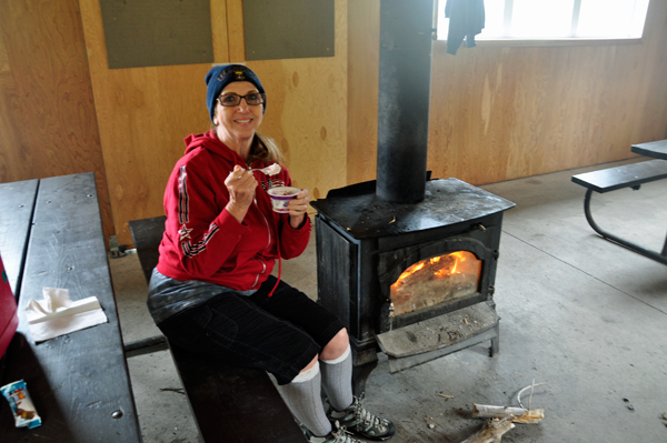 Karen Duquette by the fire