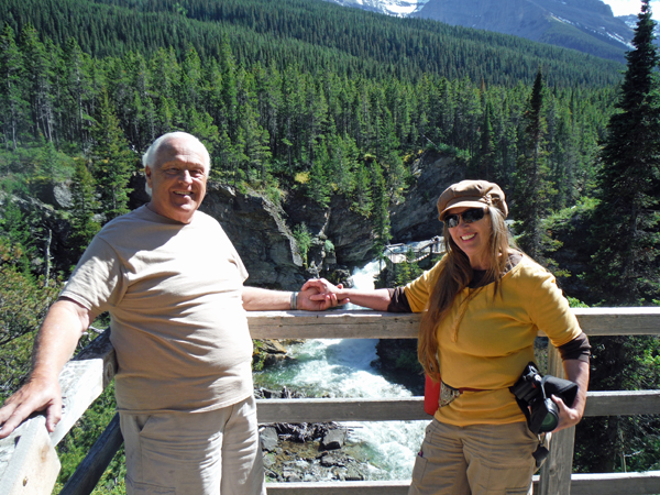 the two RV Gypsies at the waterfall