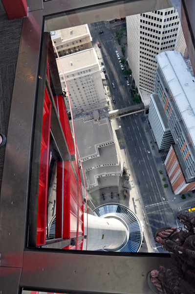 looking through the glass floor