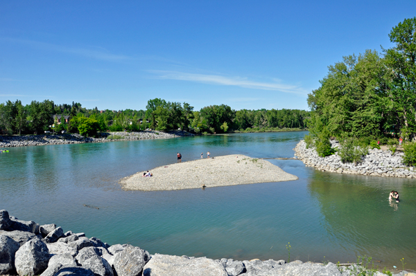 View from one side of the bridge - swimmers