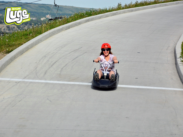 Karen Duquette on the Skyline Luge