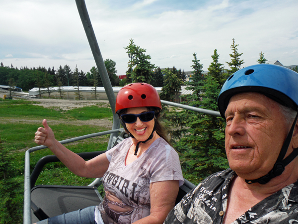 the two RV Gypsies on the chair lift