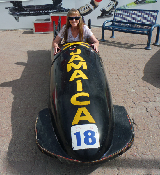 Karen Duquette in the Walt Disney bobsled