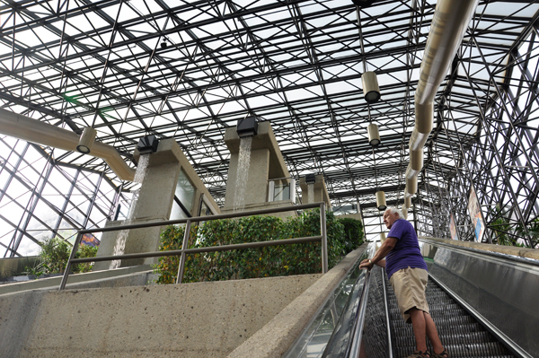 Lee Duquette on the escalator 