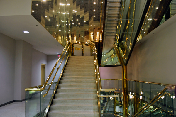 The stairs up to the hotel