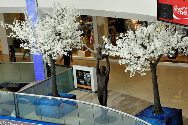 statues at the ice rink