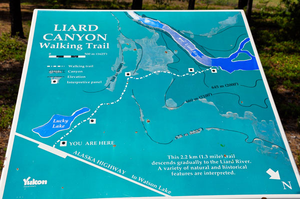 sign: Liard Canyon trail map