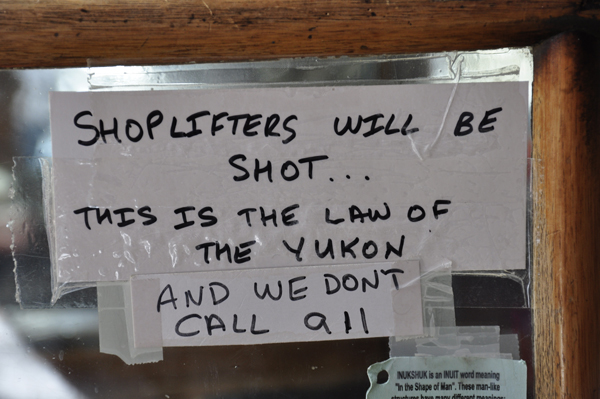 shoplifters will be shot sign