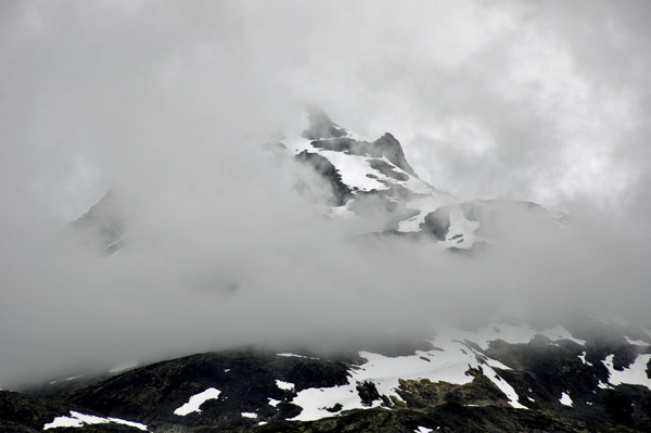 mountain covered in clouds