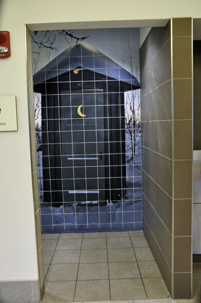 entry to a washroom at the airport