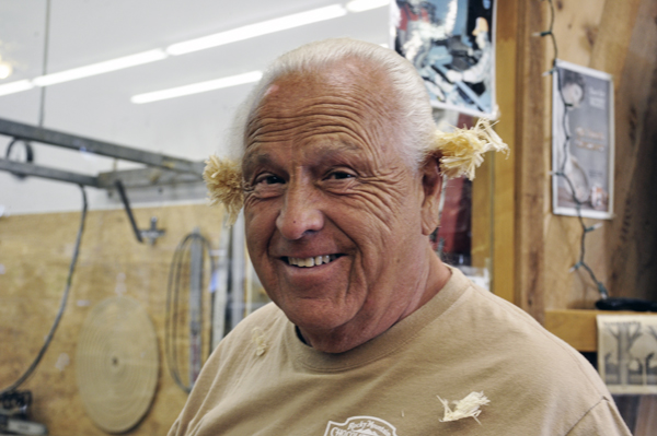 Lee with shavings in his ears