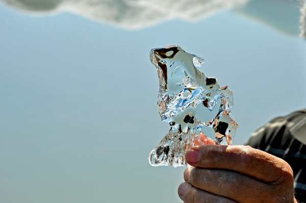 clear piece of glacier ice