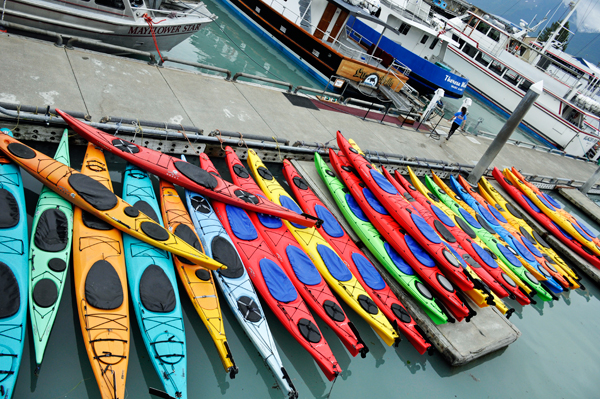 colorful kayaks