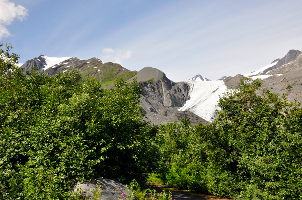 The lake as seen from a path below Worthington Glacier