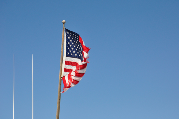An American Flag in need of repair