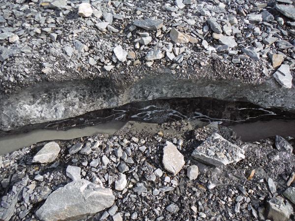 ice, rock and flowing water