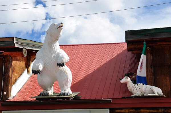 wildlife statues on a building