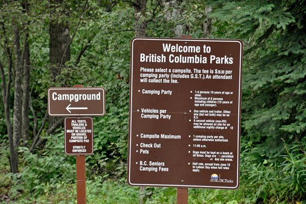 welcome to BC parks sign
