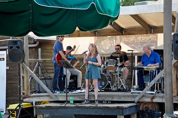 country singer in the town plaza