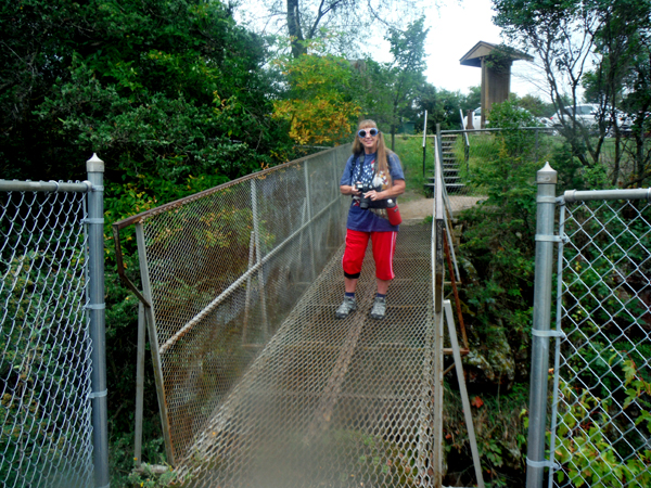 Karen Duquette on the iron footbridge