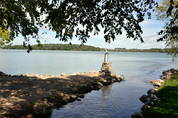 miniature lighthouse at Crystal Lake Park