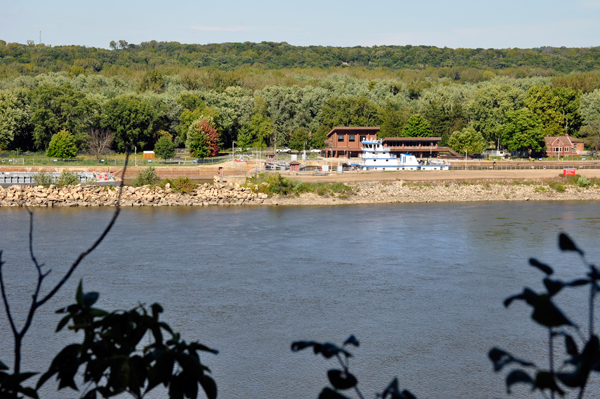 looking across the river at the locks