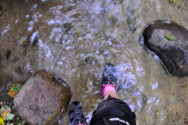 Karen Duquette walking in the water