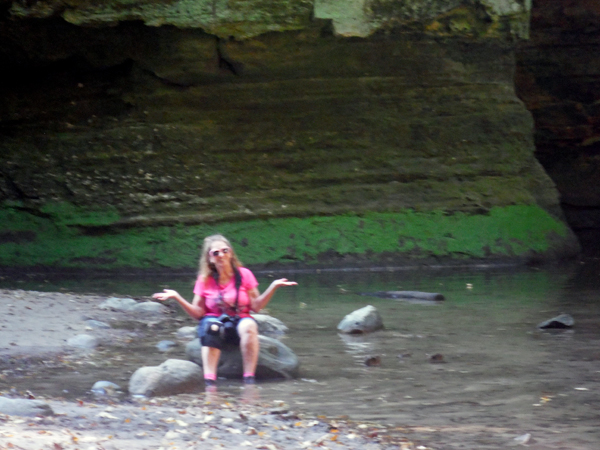 Karen Duquette enjoying the view with her feet in the water