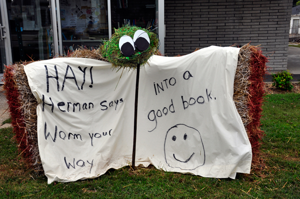 hay bale trail - book worm