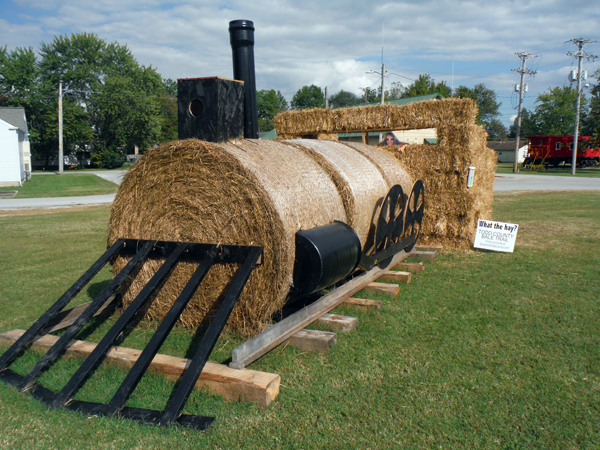 Karen Duquette inside the hay train