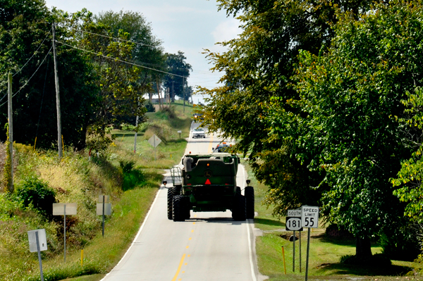 tractor in the road