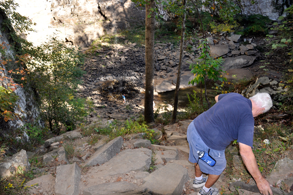 Lee Duquette almost to the plunge pool