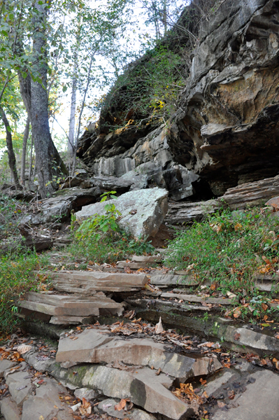 the rocky trail back up