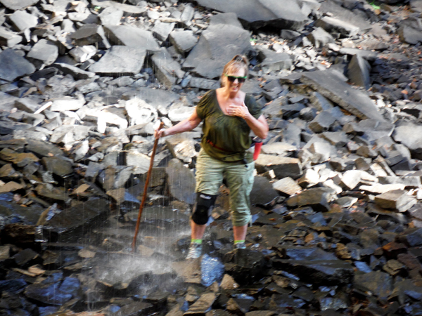 Karen Duquette underneath Ozone Falls