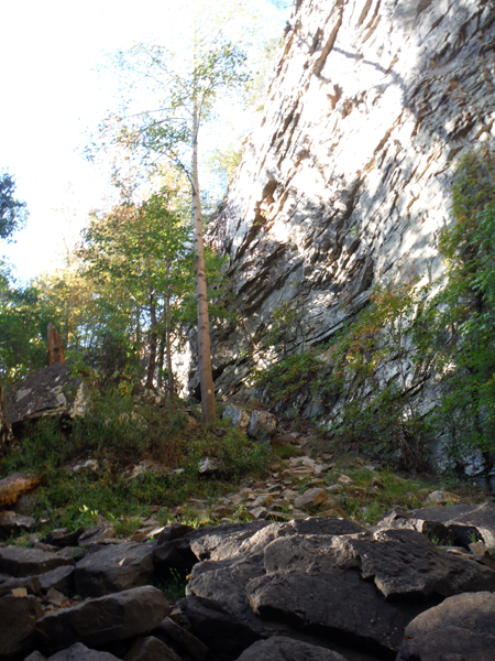 the rocky trail back up