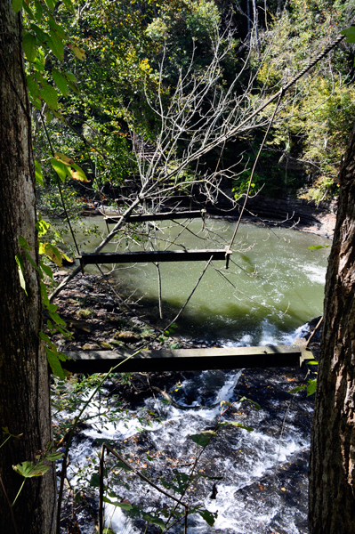 he remains of a suspension bridge