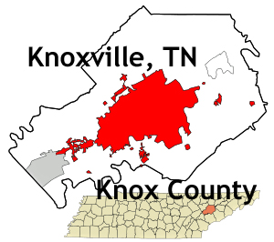 Tennessee Map showing location of Knoxville
