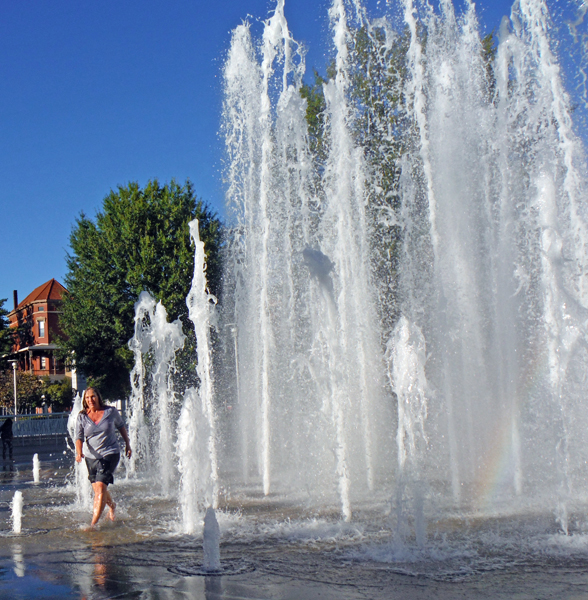 Karen Duquette in the water fountain