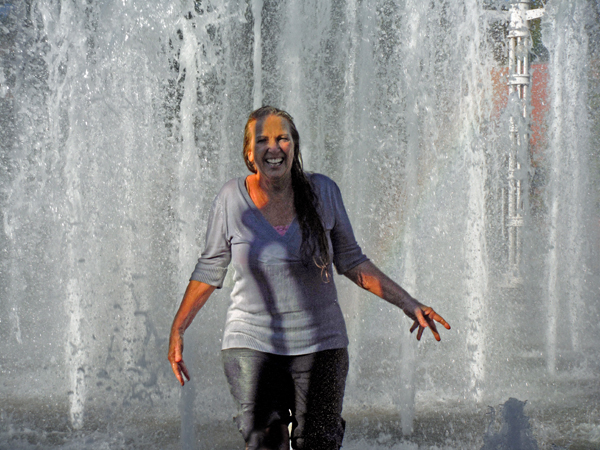 Karen Duquette in the water fountain