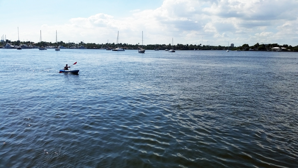 kayak and sailboats on the Intercoastal Waterway