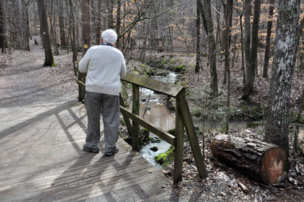 Lee Duquette on the  Creekside Trail bridge