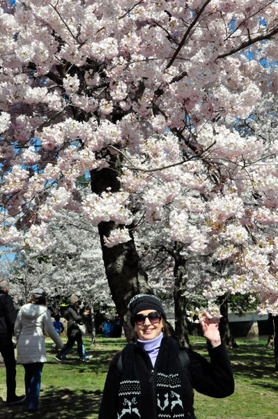 Karen Duquette and a Cherry Bloosom tree