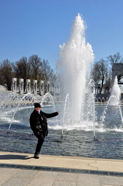 Karen Duquette and the water fountain