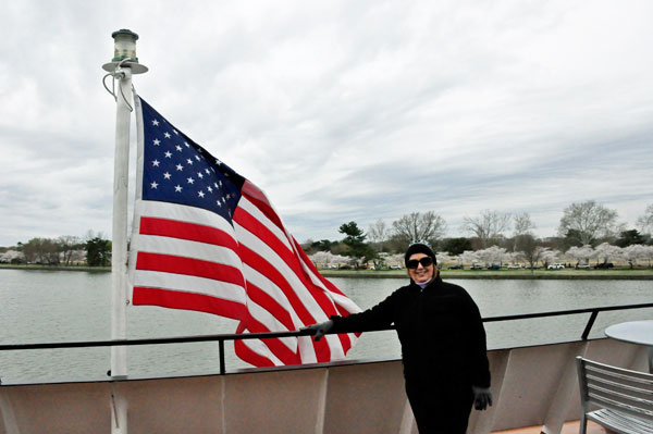 Karen Duquette and the USA flag