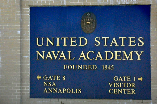 entry sign at United States Naval Academy Annapolis 2019